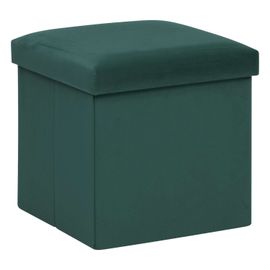 Pouf De Rangement Pliable En Velours - Vert Cèdre