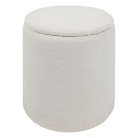 Pouf De Rangement En Bouclette - Blanc
