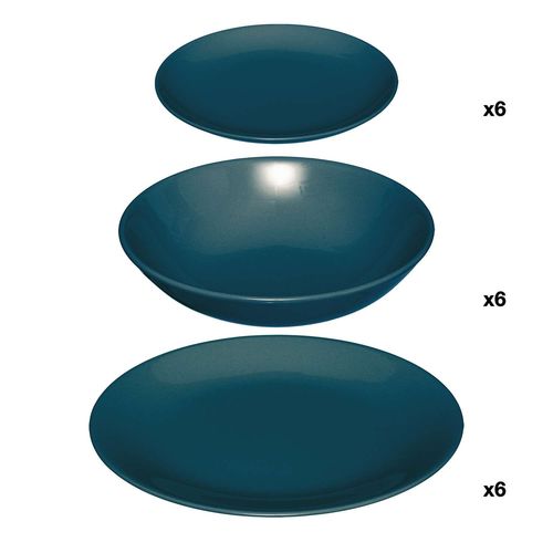Service Vaisselle 18 Pièces Colorama - Bleu Canard