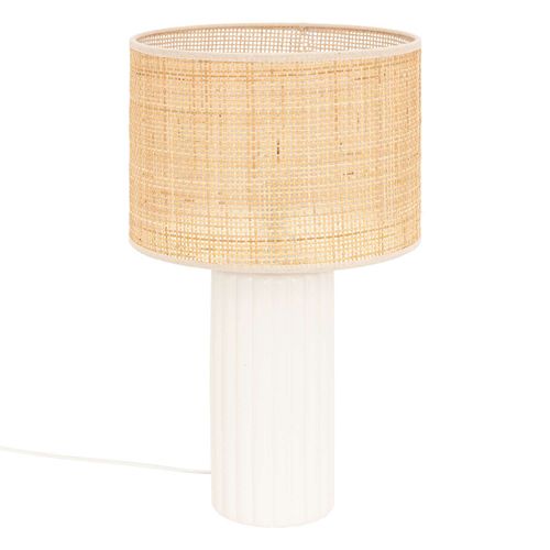 Lampe Cylindre En Céramique - H. 47 Cm - Blanc