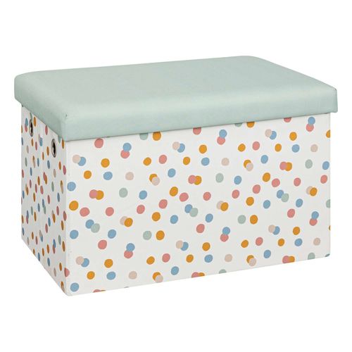 Pouf De Rangement Pliant Pois - Bleu