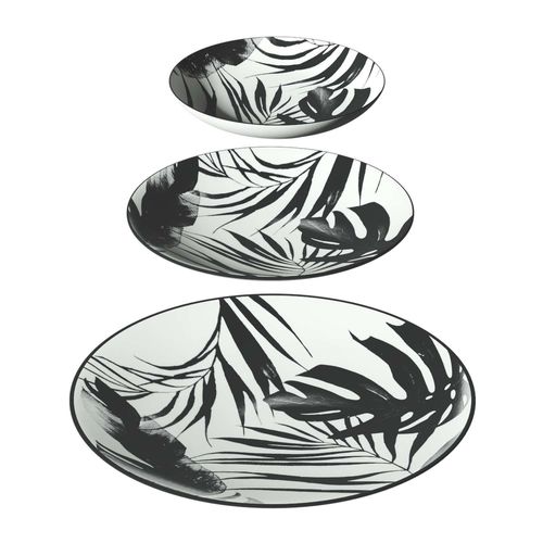 Service Vaisselle 18 Pièces Palmier - Noir
