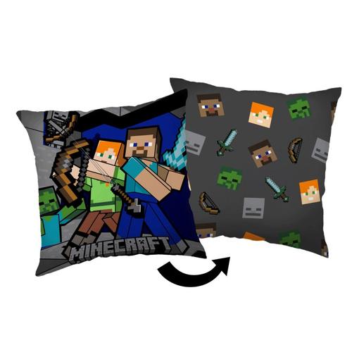 Minecraft - Coussin Carré En Polaire "Mode Survie" - Multicolore - 40 X 40 Cm