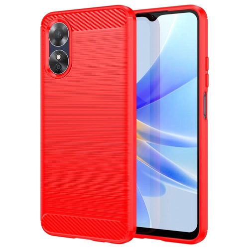 Coque Pour Oppo A17 - Housse Etui Silicone Gel Carbone + Verre Trempe - Rouge