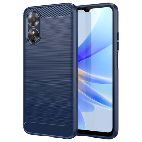 Coque Pour Oppo A17 - Housse Etui Silicone Gel Carbone + Film Ecran - Bleu Fonce