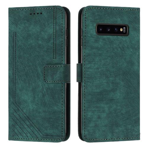 Coque Pour Samsung Galaxy S10 Plus,Etui De Samsung Galaxy S10+ Premium En Cuir Pochette Protection,Étui Pour Samsung Galaxy S10 Plus Portefeuille Rabat Clapet Case,Vert