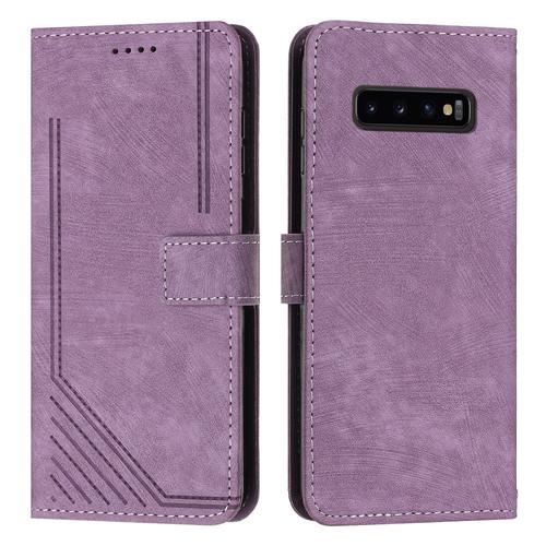 Coque Pour Samsung Galaxy S10 Plus,Etui De Samsung Galaxy S10+ Premium En Cuir Pochette Protection,Étui Pour Samsung Galaxy S10 Plus Portefeuille Rabat Clapet Case,Violet