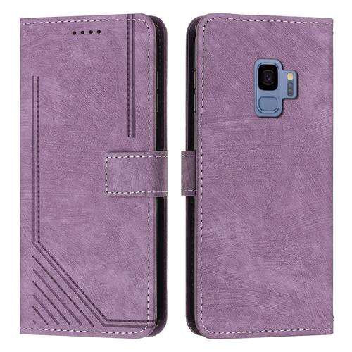 Coque Pour Samsung Galaxy S9,Etui De Samsung Galaxy S9 Premium En Cuir Pochette Protection,Étui Pour Samsung Galaxy S9 Portefeuille Rabat Clapet Case,Violet