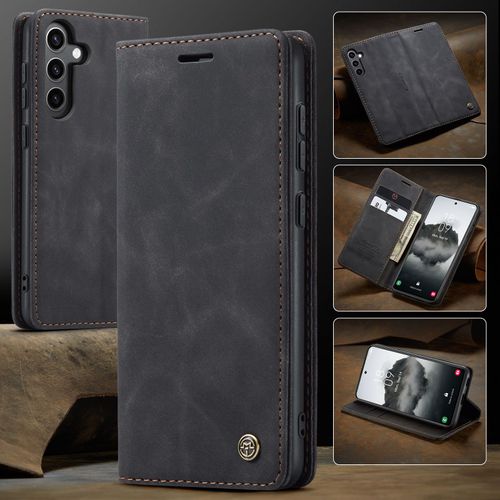 Coque Pour Samsung Galaxy S24 Fe,Étui Housse Samsung Galaxy S24 Fe Antichocsupport Pliable,Clamshell,Brosse Anti-Vol,Étui De Téléphone À Cassette - Noir