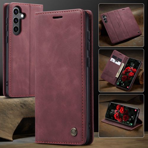 Coque Pour Samsung Galaxy S24 Fe,Étui Housse Samsung Galaxy S24 Fe Antichocsupport Pliable,Clamshell,Brosse Anti-Vol,Étui De Téléphone À Cassette - Rouge