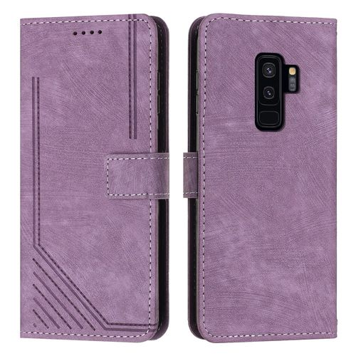 Coque Pour Samsung Galaxy S9 Plus,Etui De Samsung Galaxy S9+ Premium En Cuir Pochette Protection,Étui Pour Samsung Galaxy S9 Plus Portefeuille Rabat Clapet Case,Violet