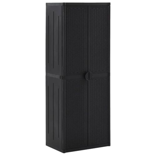 Armoire De Rangement De Jardin Noir 65x45x172 Cm Pp Rotin