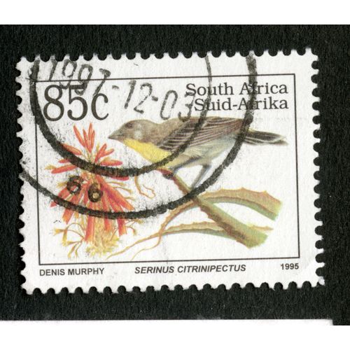 Timbre Oblitéré South Africa, Suid-Afrika, Serinus Citrinipectus, 1995, Denis Murphy, 85c
