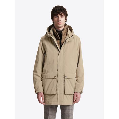 Parka À Capuche Avec Cordons De Serrage - Beige Gris - Xl