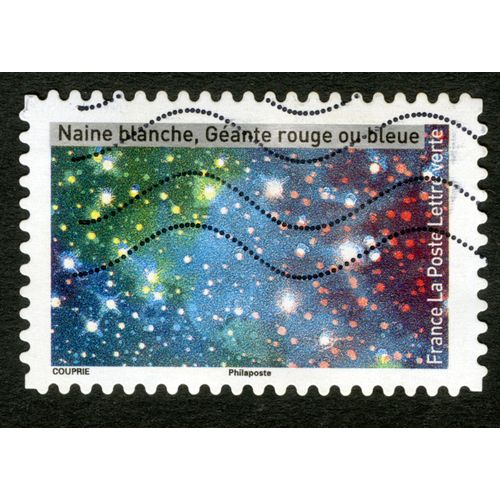 Timbre Oblitéré Naine Blanche, Géante Rouge Ou Bleue, Couprie, France, La Poste, Lettre Verte