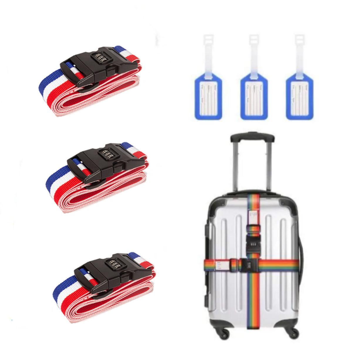 3pcs Sangle de Valise Voyage avec Code Bonne Elastique ideal 20