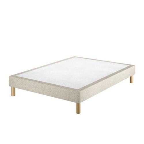 Le Roi Du Matelas - Sommier Cirse Deco Beige - 140x200 Cm - Cadre Bois Massif Recouvert De Tissu - Lattes Sapin Blanc Du Nord - Soutien Ferme