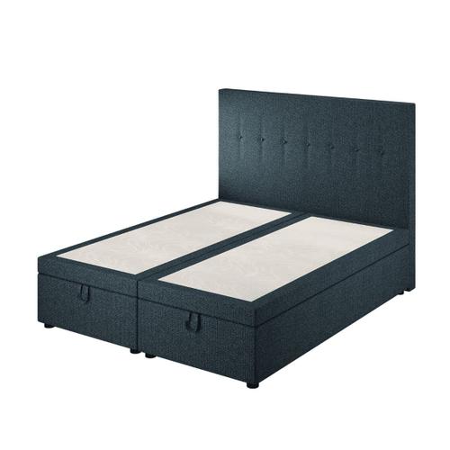 Le Roi Du Matelas - Lit Coffre Cassia Bleu - 140x190 Cm - Cadre En Mdf / Hêtre - Hauteur 38 Cm