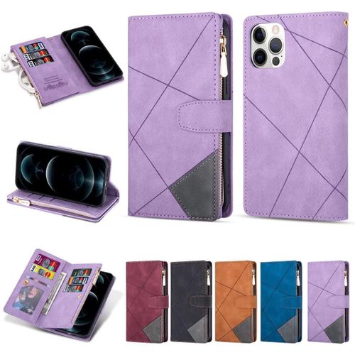 Coque Xiaomi Redmi Note 10 Pro/Note 10 Pro Max Housse Pu, Redmi Note 10 Pro Max Portefeuille [9 Emplacements Pour Cartes Et Monnaie] Avec Bracelet Case Violet