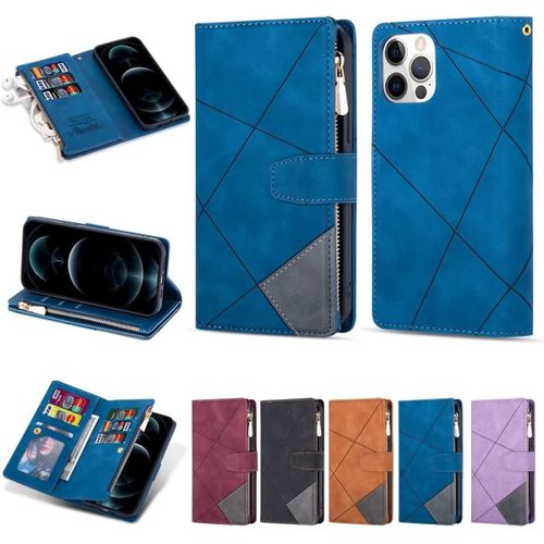 Coque Samsung Galaxy A41 Housse Pu, Samsung Galaxy A41 Portefeuille [9 Emplacements Pour Cartes Et Monnaie] Avec Bracelet Galaxy A41 Case Bleu
