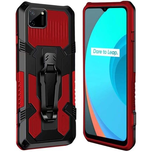 Coque Oppo Realme C11 [Serie Armorbox] Robuste Avec Double Couche Coque De Support Pour Oppo Realme C11 Housse Rouge