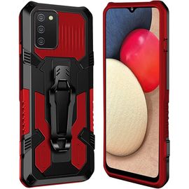 Coque Samsung Galaxy A03s [Serie Armorbox] Robuste Avec Double Couche Coque De Support Pour Samsung Galaxy A03s Housse Rouge