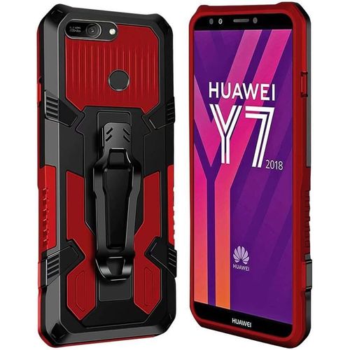 Coque Huawei Y7 2018 / Honor 7c [Serie Armorbox] Robuste Avec Double Couche Coque De Support Pour Huawei Y7 2018 / Honor 7c Housse Rouge