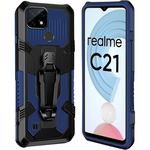 Coque Oppo Realme C21 [Serie Armorbox] Robuste Avec Double Couche Coque De Support Pour Oppo Realme C21 Housse Bleu