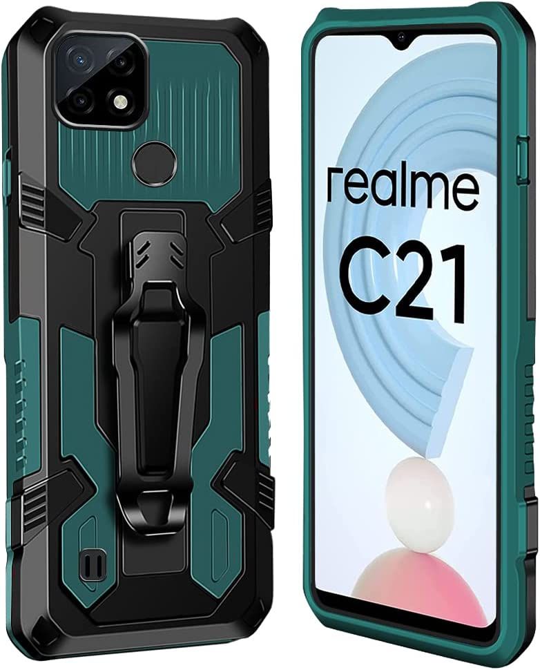 Coque Oppo Realme C21 [Serie Armorbox] Robuste Avec Double Couche Coque De Support Pour Oppo Realme C21 Housse Vert