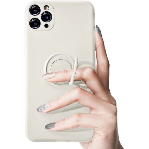 Coque Xiaomi Redmi 10c 4g Caoutchouc Liquide Avec 360¡Ãring Stand Pour Xiaomi Redmi 10c 4g Housse De Bumper Cover Xiaomi Redmi 10c 4g-Blanc