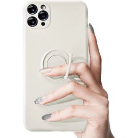 Coque Iphone 13 Pro Caoutchouc Liquide Avec 360¡Ãring Stand Pour Iphone 13 Pro Housse De Bumper Cover Iphone 13 Pro-Blanc