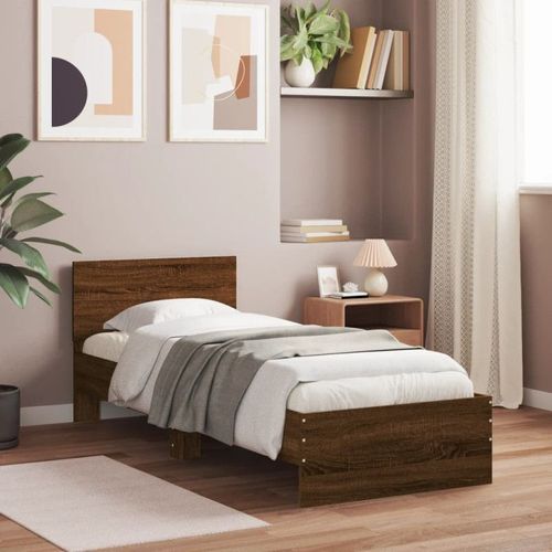 Vidaxl Cadre De Lit Tête De Lit Chêne Marron 90x190 Cm Bois Ingénierie