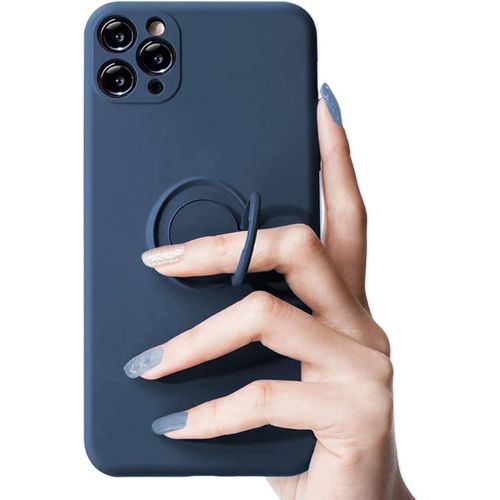 Coque Samsung Galaxy A52 4g/5g Caoutchouc Liquide Avec 360¡Ãring Stand Pour Samsung Galaxy A52 4g/5g Housse De Bumper Cover Samsung Galaxy A52 4g/5g-Bleu