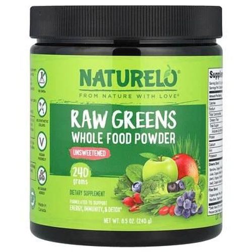 Naturelo, Poudre D'aliments Entiers De Légumes Verts Crus, Non Sucré, 240 G