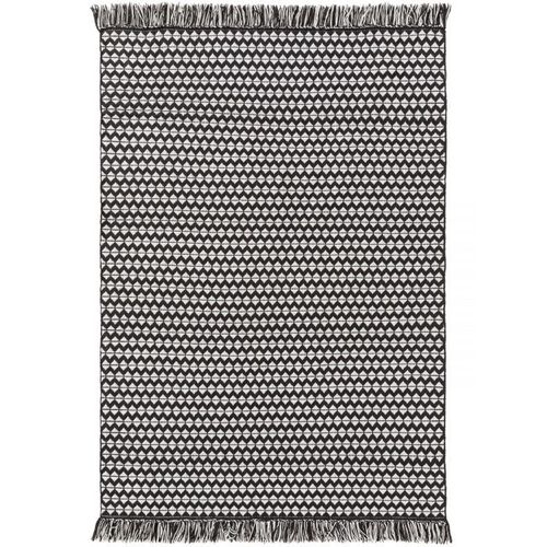 Tapis Poil Ras Fabriqué À Partir De Matériaux Recyclés Morty Noir & Blanc 160x230 Cm - Tapis Poil Court Design Moderne Pour Salon