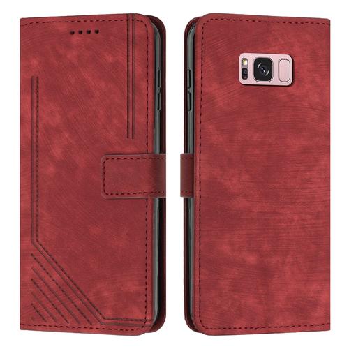 Coque Pour Samsung Galaxy S8,Etui De Samsung Galaxy S8 Premium En Cuir Pochette Protection,Étui Pour Samsung Galaxy S8 Portefeuille Rabat Clapet Case,Rouge