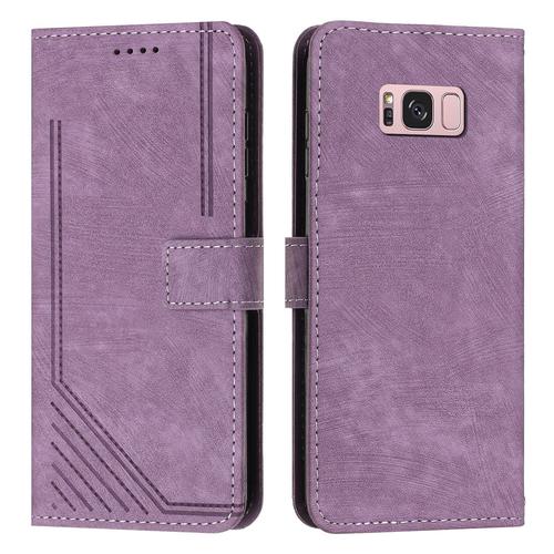 Coque Pour Samsung Galaxy S8,Etui De Samsung Galaxy S8 Premium En Cuir Pochette Protection,Étui Pour Samsung Galaxy S8 Portefeuille Rabat Clapet Case,Violet