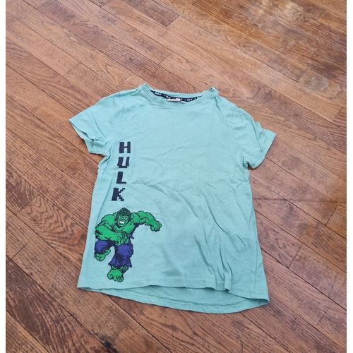 T-Shirt Manche Courte Garçon Vert Hulk Marvel Taille 8 Ans