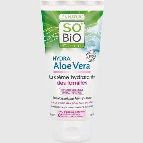 So'bio Etic Crème Hydratante Hydra Aloe Vera - Pour Les Familles - 100 Ml 