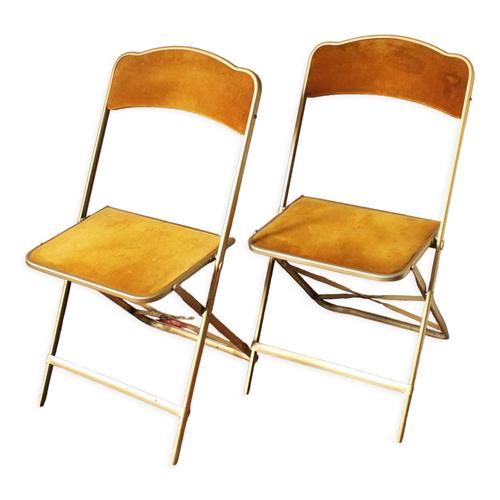 Chaises Chaisor Pliantes Structure Dor Et Velours Jaune Daposor Vintage Jaune