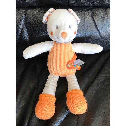 Doudou Ours Orange Chausson Laine Simba Toys Benelux 28cm