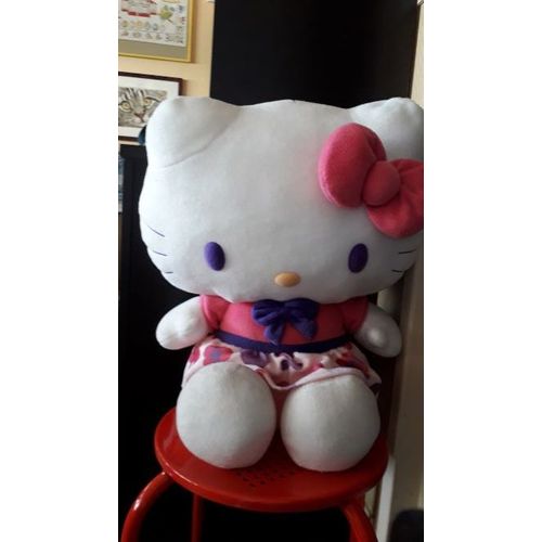 Grande Peluche Hello Kitty Avec Robe Rose À Fleurs - Sanrio