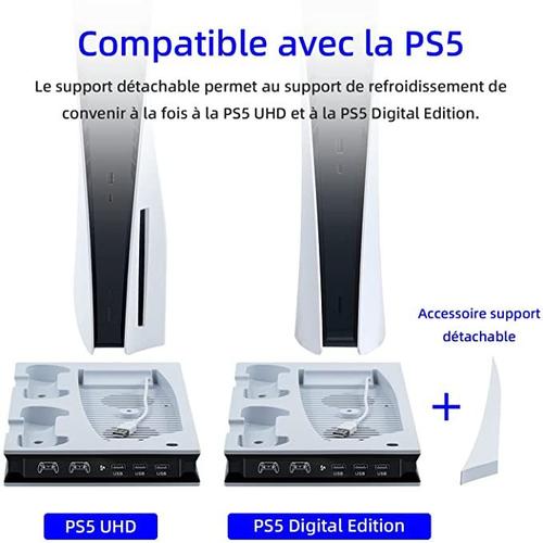 Vertical PS5 Ventilateur Station de Charge Refroidissement LED