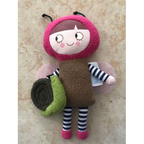 Doudou Peluche Poupée Rose Escargot Libellule 17cm Trousselier