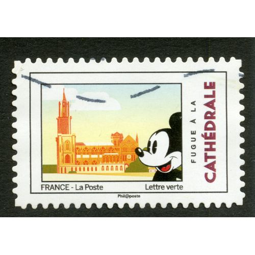 Timbre Oblitéré Fugue À La Cathédrale, France, La Poste, Lettre Verte,