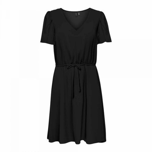 Robe Unie Col V Manches Courtes Resserrée À La Taille Femme Vero Moda