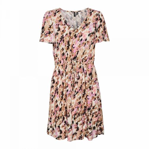 Robe Imprimée Manches Courtes Resserrée À La Taille Femme Vero Moda