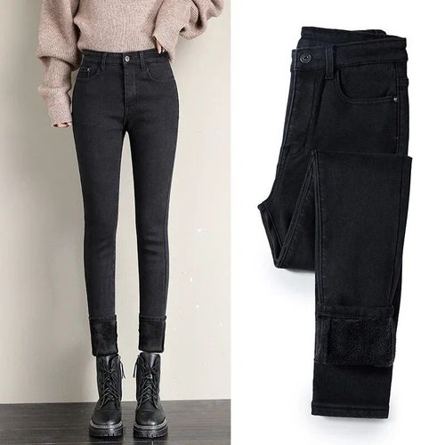Zoenova-Jean Thermique En Peluche Pour Femme,Pantalon D'hiver Chaud,Slim,Épais,Rétro,Pour Étudiantes