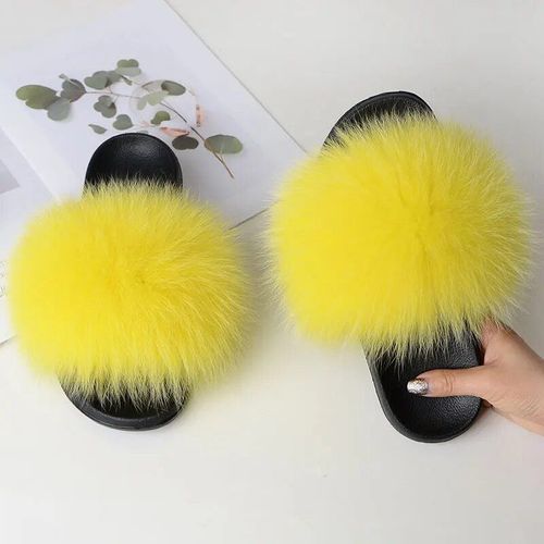 Chaussures Pantoufles Décontractées En Fourrure De Renard Véritable Pour Femmescoordonnantesplatesgrande Tailleété