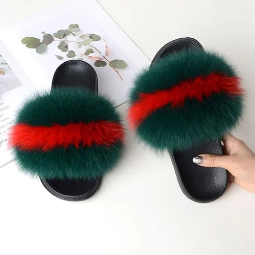 Chaussures Pantoufles Décontractées En Fourrure De Renard Véritable Pour Femmescoordonnantesplatesgrande Tailleété